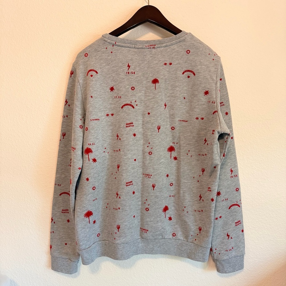 Scotch & Soda Maison Scotch Midnight Safari grey Sweatshirt, red print, szL, NWT - Picture 10 of 14